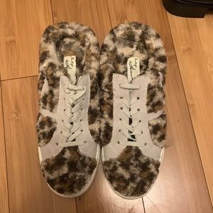 Fuzzy Cheetah Slip On Shoes